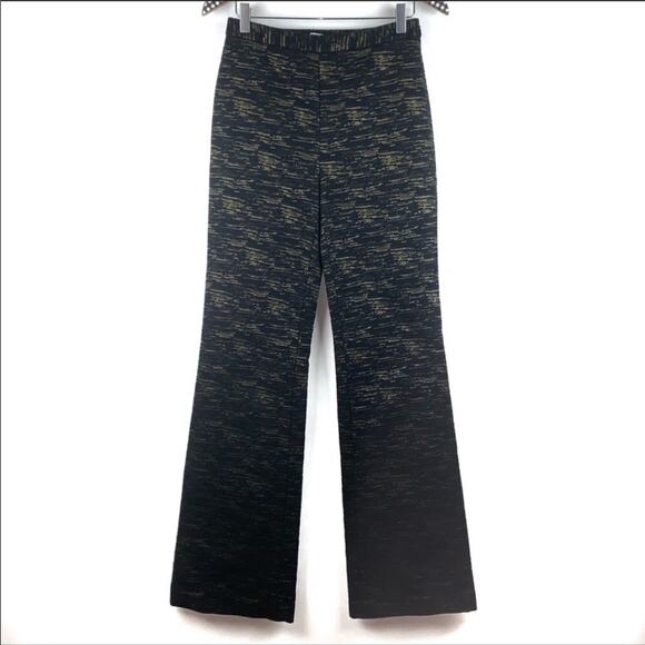 NEW TROUBADOUR Black Gold Flare Wide Leg Punta Ponte Pants Trouser Sample 2 / 4 - Picture 1 of 8